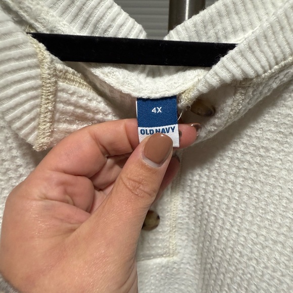 Old Navy Cream Waffle Knit Henley Pullover - Picture 7 of 8